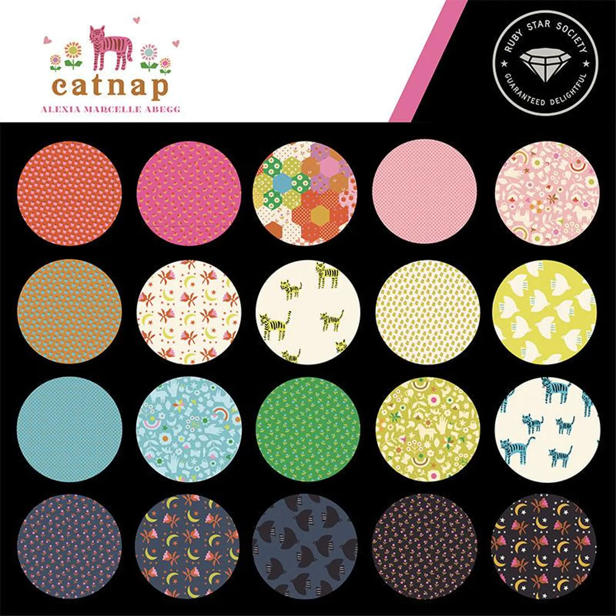 Catnap 2.5 Mini Charm Pack 42 Pieces by Alexia Marcelle Abegg for Ruby Star Society