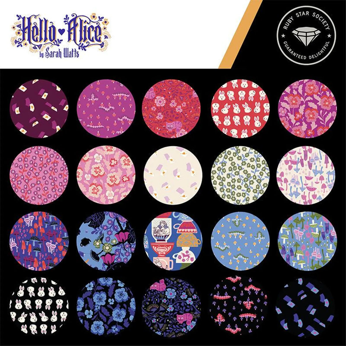 Hello Alice 2.5 Mini Charm Pack 42 Pieces by Sarah Watts for Ruby Star Society