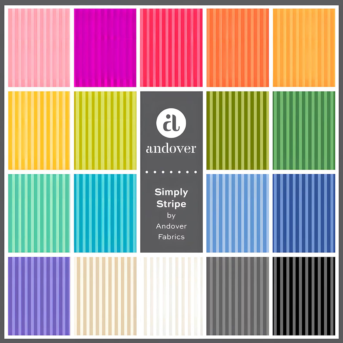 Simply Stripe 5" Square Charm Pack 5-SIMST-42 Andover