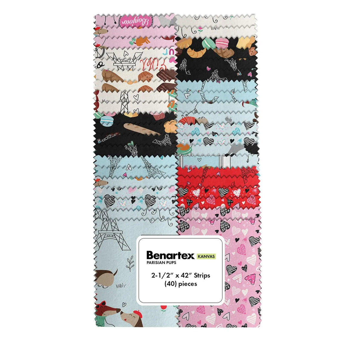Parisian Pups 2.5" Jelly Roll Strips By Benartex