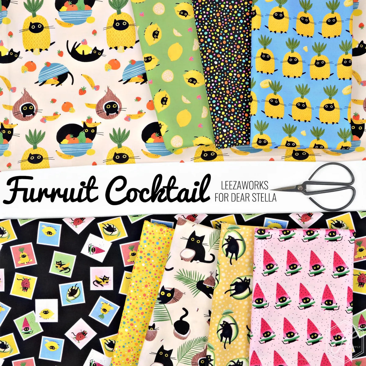 Furruit Cocktail Stripe STELLA-DLW3332-WHITE Leezaworks Half Yard