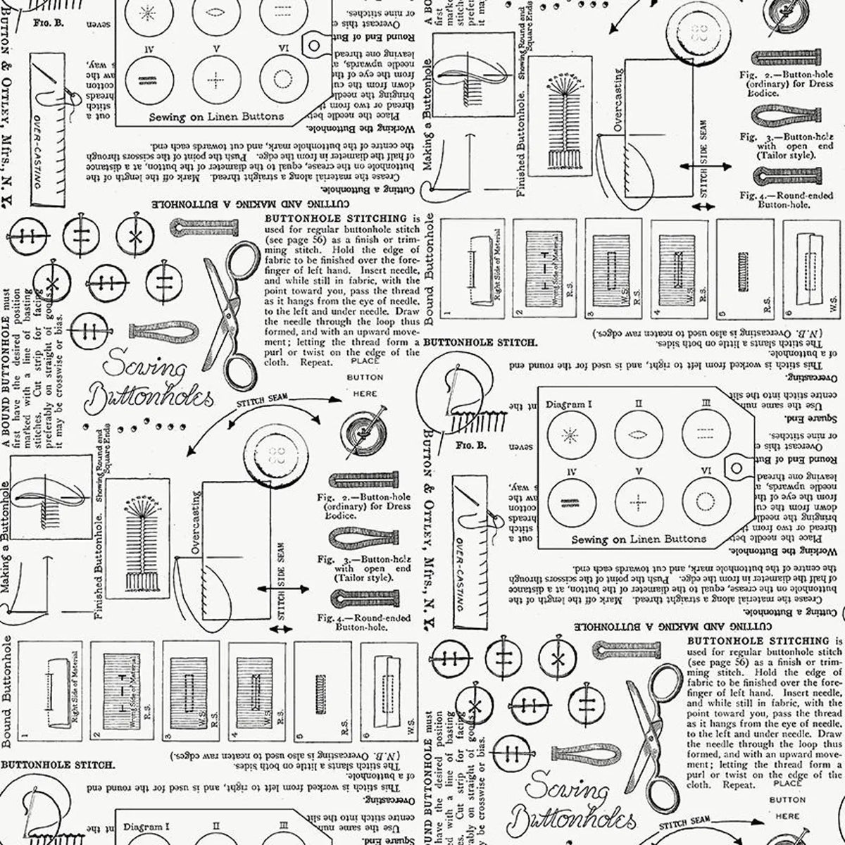 Sew America Sewing Notes Off White C17348-OFFWHITE J. Wecker Frisch Riley Blake Half Yard