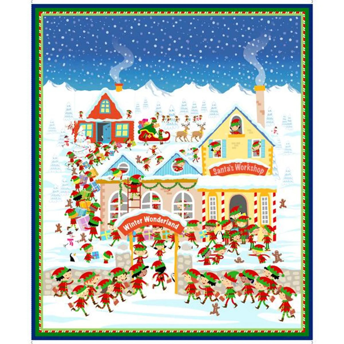 Santa's WorkShop 1 Yard Panel 27720-B Christmas Panel QT Fabrics 269P