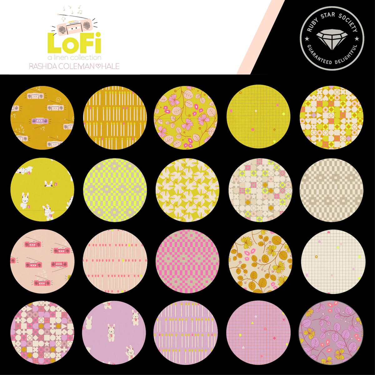 Lofi Linens 10" Layer Cake Rashida Coleman Hale RS1129LC Ruby Star