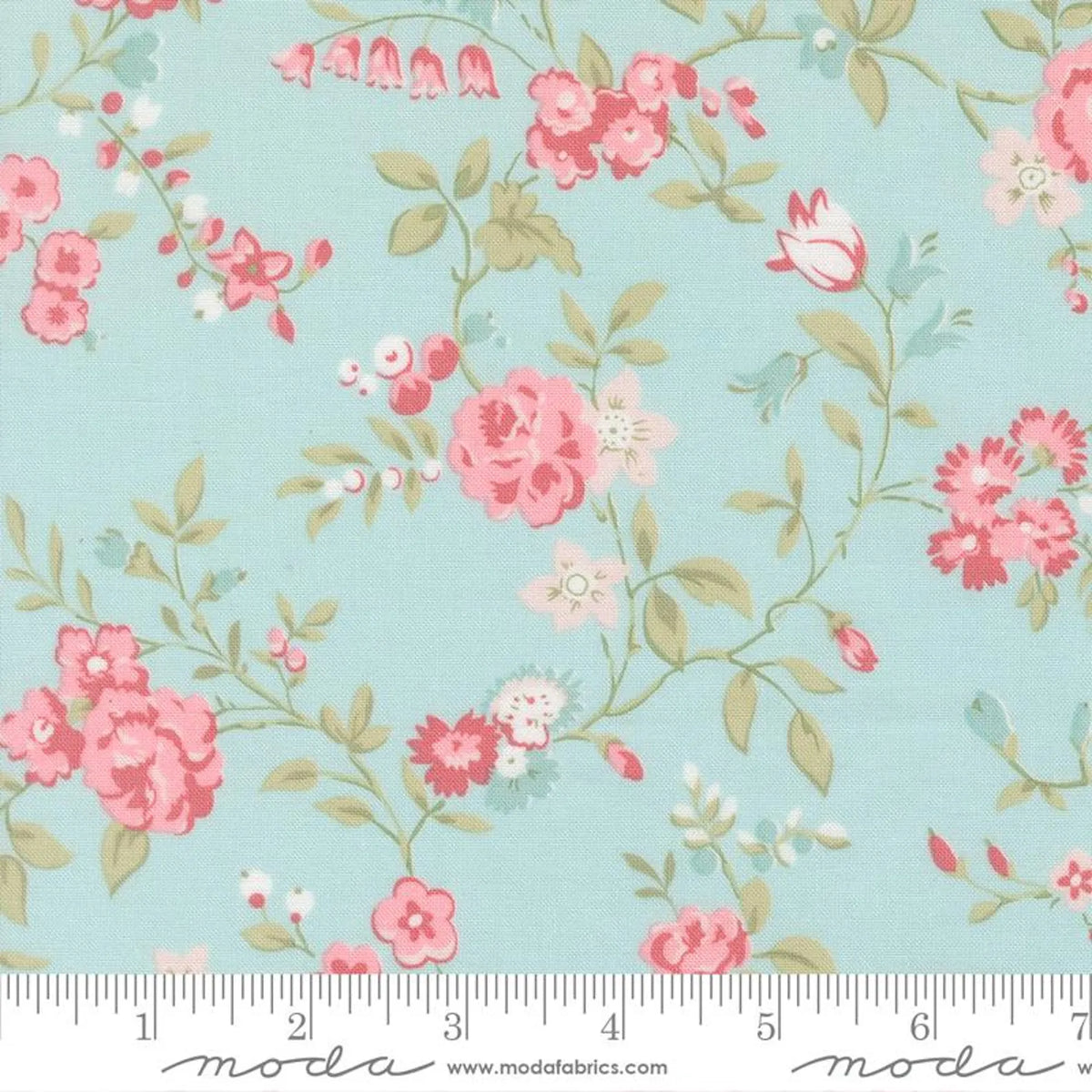 Abide Light Blue Floral Brenda Riddle 18790 14 Moda Half Yard