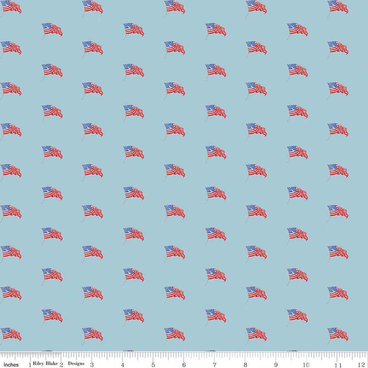 Sew America USA Flags Blue C17353-BLUE J. Wecker Frisch Riley Blake Half Yard