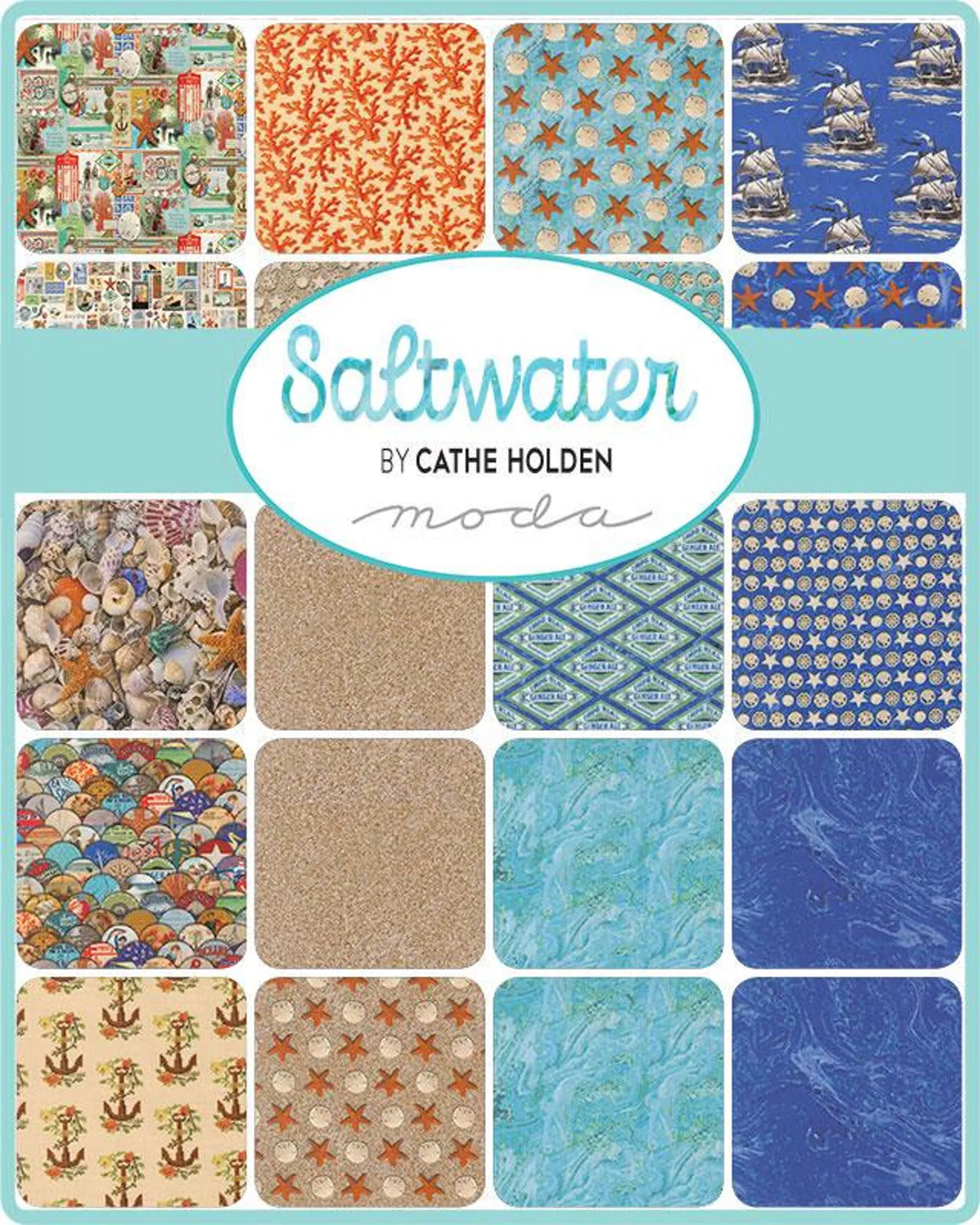 Saltwater 2.5" Mini Charm Cathe Holden Moda Fabrics 3957MC