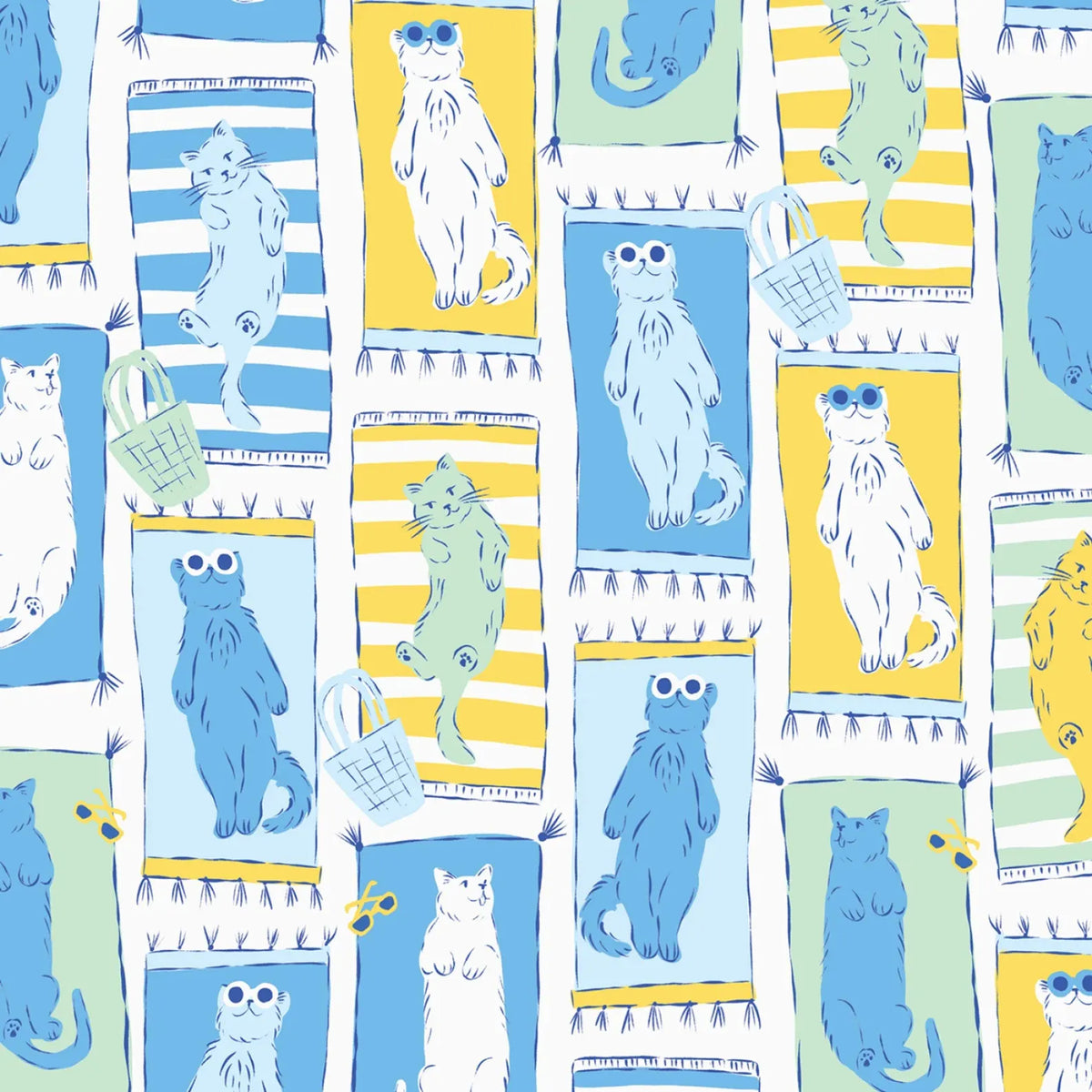 Poolside Purrfection 229217 Cabana Catnaps Multi Krissy Mast Cloud9 Half Yard