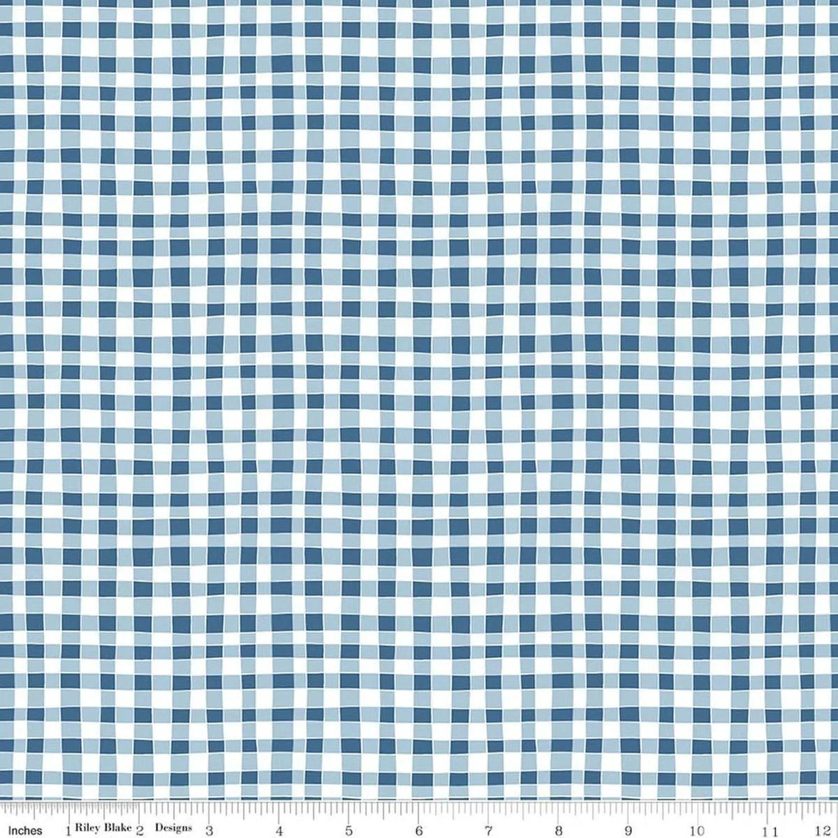 Firework Fields Gingham Blue C17583 Riley Blake Half Yard