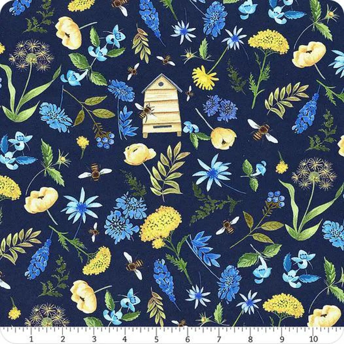 Bee Kind CD3259 Navy Tossed Small Flora Timeless Treasures 15 Yard Bolt