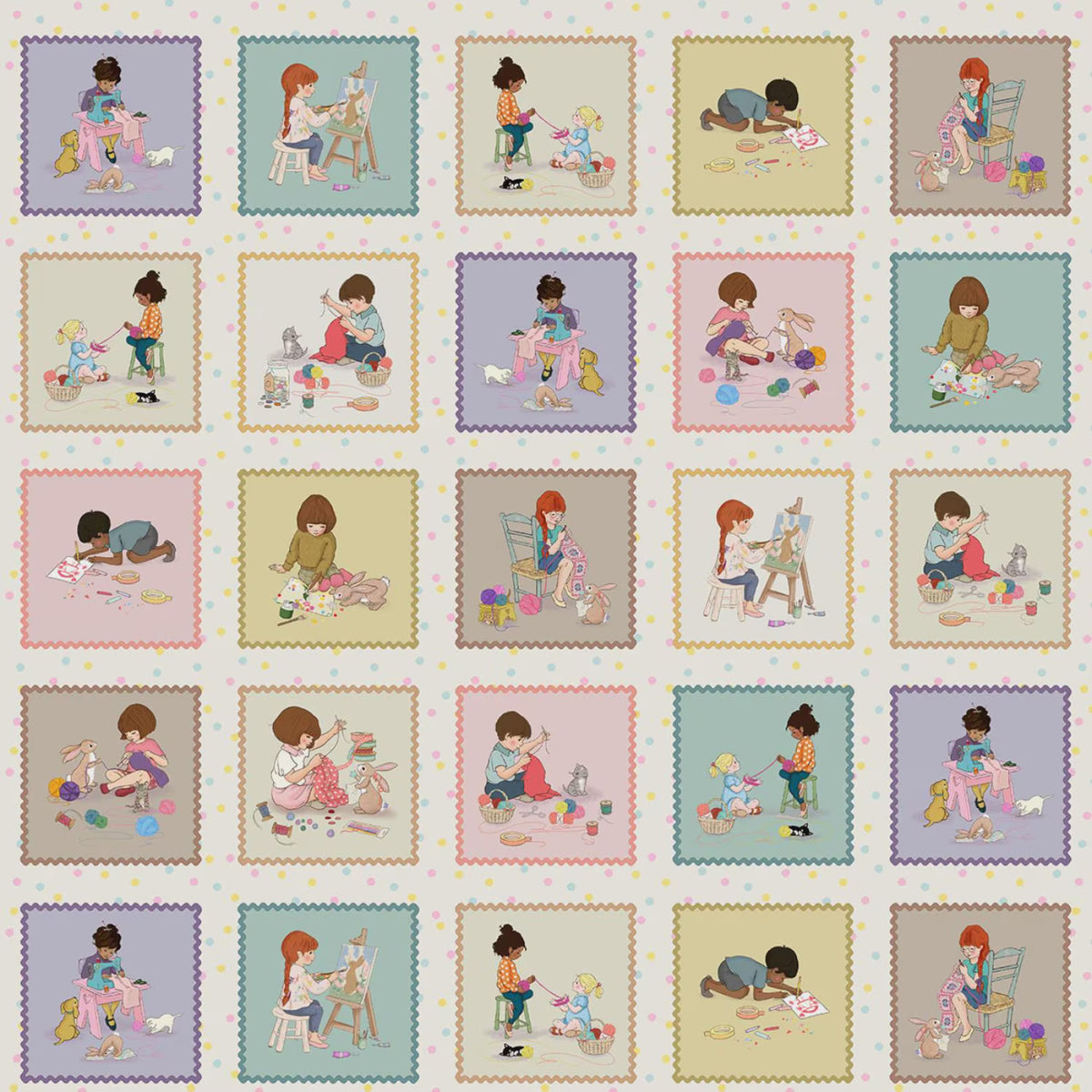 Let'S Get Crafty 2/3 Yard Panel Belle & Boo Collection Michael Miller 72M