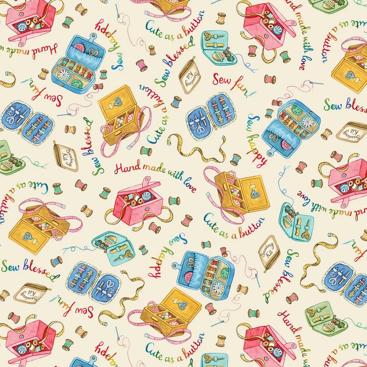 Sew Pretty DDC12154-CREM-D Sewing Kit Cream Michael Miller Half Yard