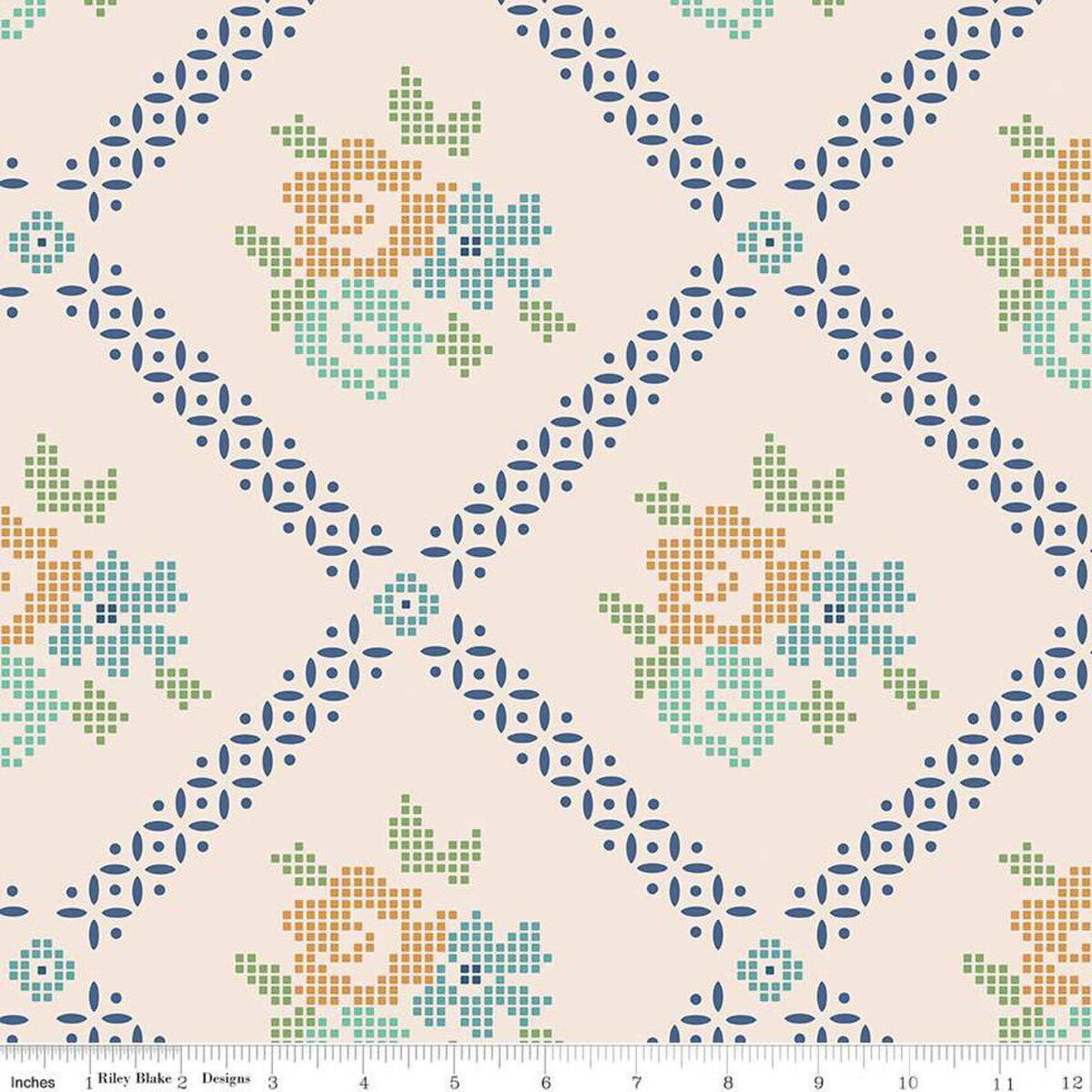3 Yard 108" Wide Back Mercantile Adore Blues Lori Holt 3YD-WB14408-BLUES Riley Blake