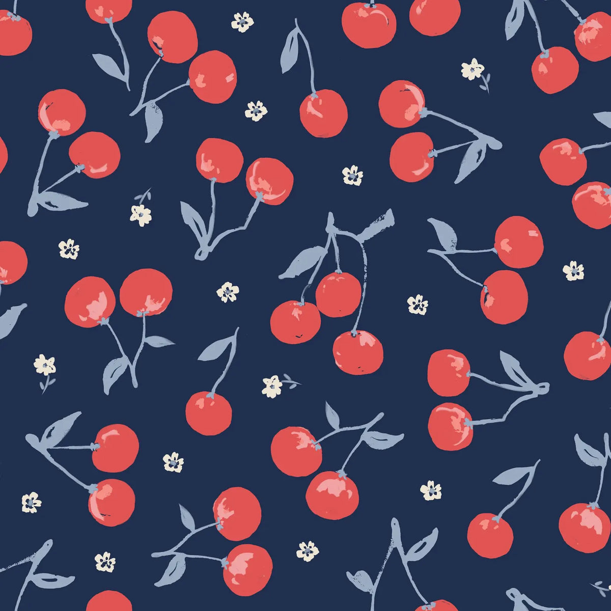 Jubilant 228525 Cherries Navy Alison Janssen Cloud9 Half Yard