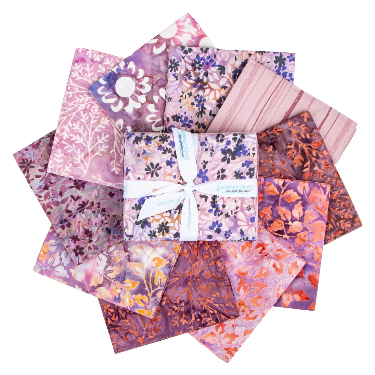 Expressions Batiks Wildflowers Misty 10 Fat Quarter Bundle FQ-23476A-10 Riley Blake