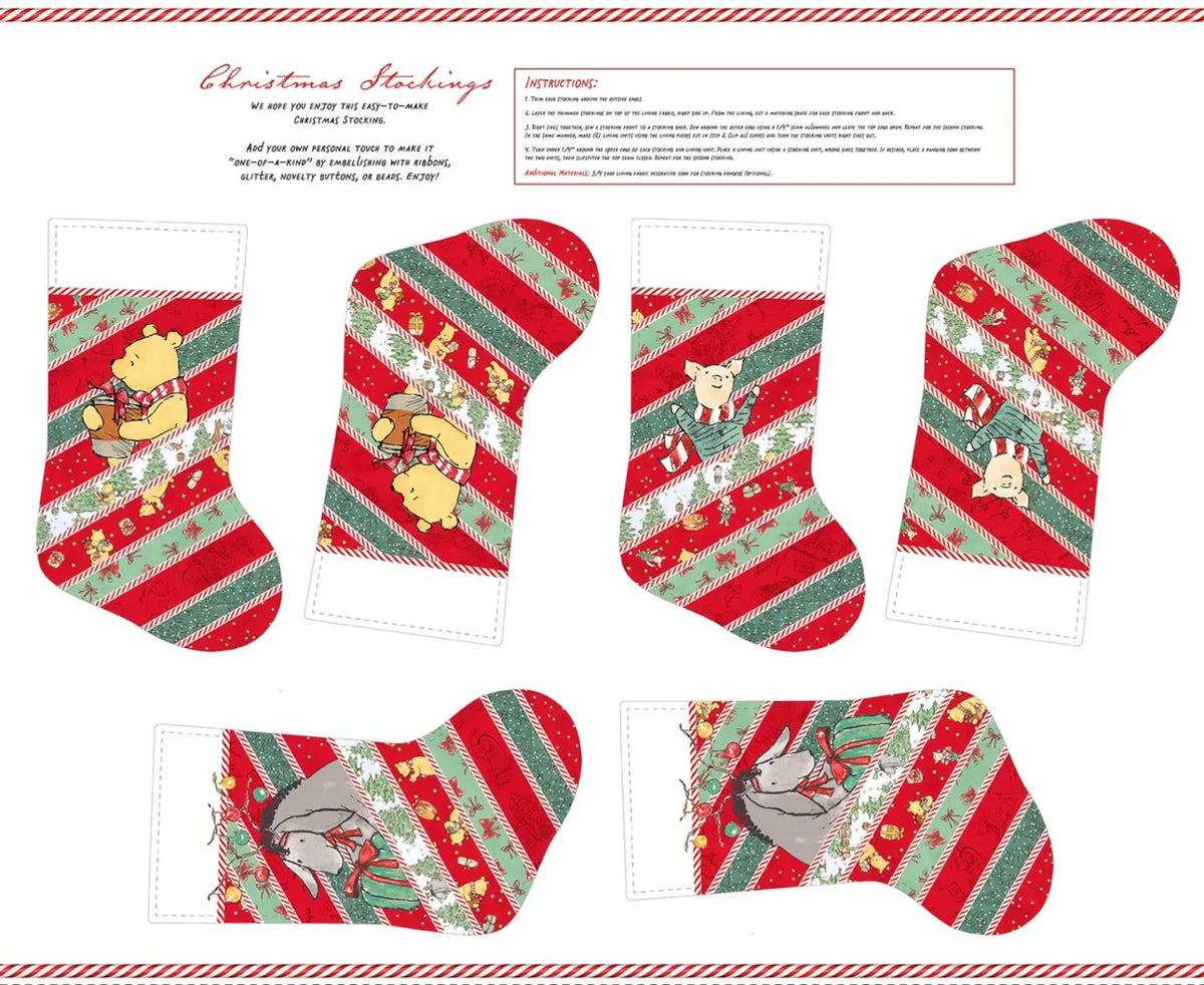 Christmas at Pooh Corner 36" Stockings Panel Red/Green 9114P-86 Studio E
