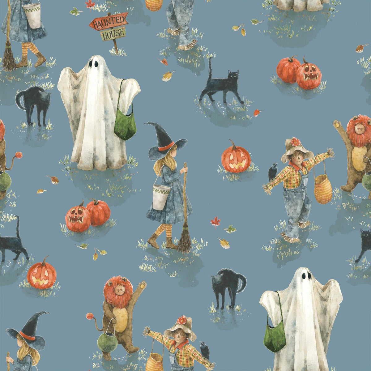 Trick or Treat Main Dusk Blue Halloween CD15960 Riley Blake Half Yard