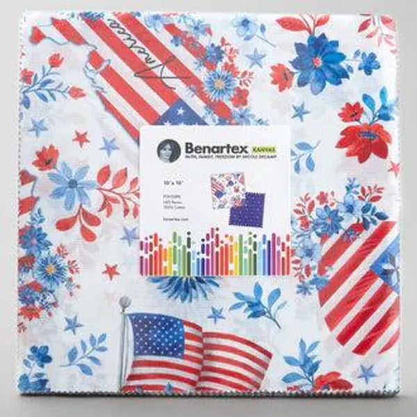 Faith, Family, Freedom 10" Layer Cake 10x10s Nicole DeCamp FTH10PK Benartex