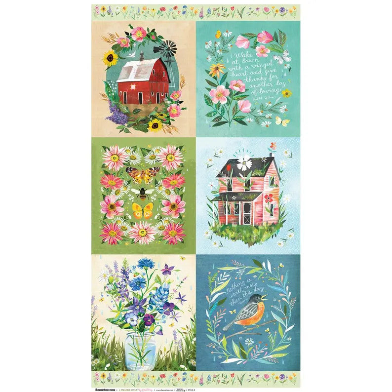 A Prairie Heart 1662799B 2/3 Yard Panel Multi Katie Daisy Benartex 74P