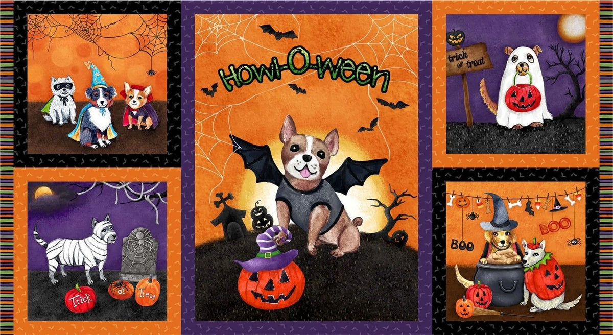 Howl-O-Ween Muttsqarade 24" Panel Casey Krimmel Michael Miller 182P