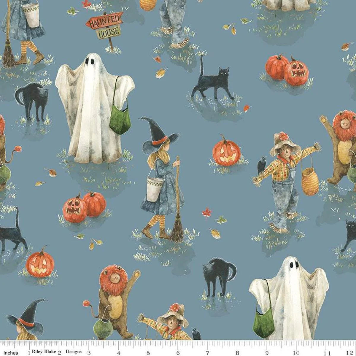 Trick or Treat Main Dusk Blue Halloween CD15960 Riley Blake Half Yard