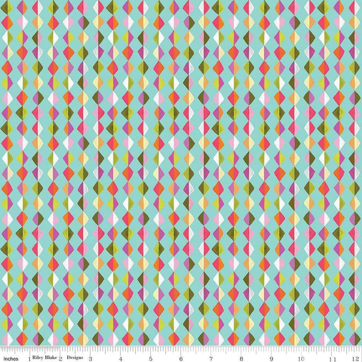Zinnias Kites Aqua C16696 Lila Tueller 2025 Riley Blake Half Yard