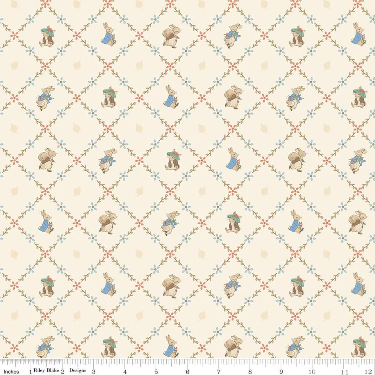 Peter Rabbit & Benjamin Bunny Lattice Light Cream C17254-CREAM Beatrix Potter Riley Blake Half Yard