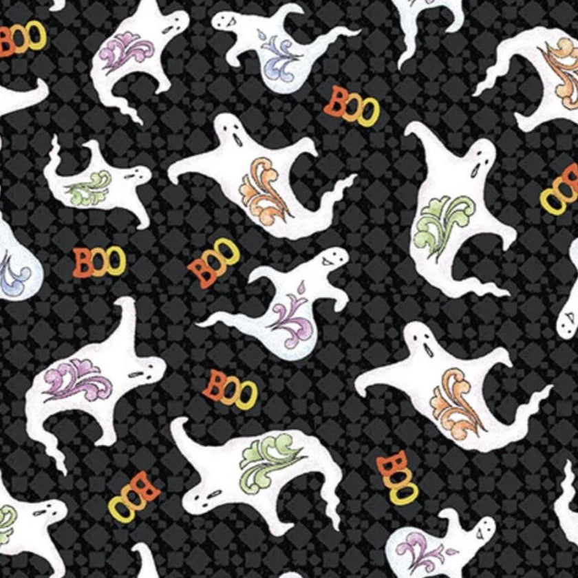 All Hallows’ Eve 1652612B Ghostly Fun Black Jim Shore Benartex Half Yard