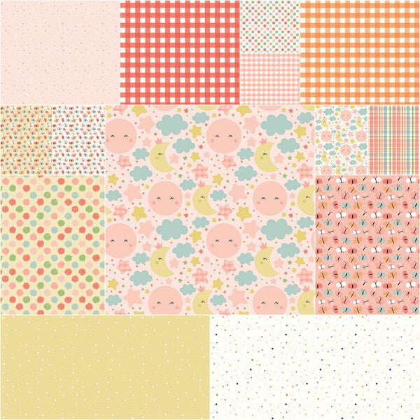 Love You to the Moon Flannel 5" Stacker Charm Pack Coral 5-18270C-42 Riley Blake