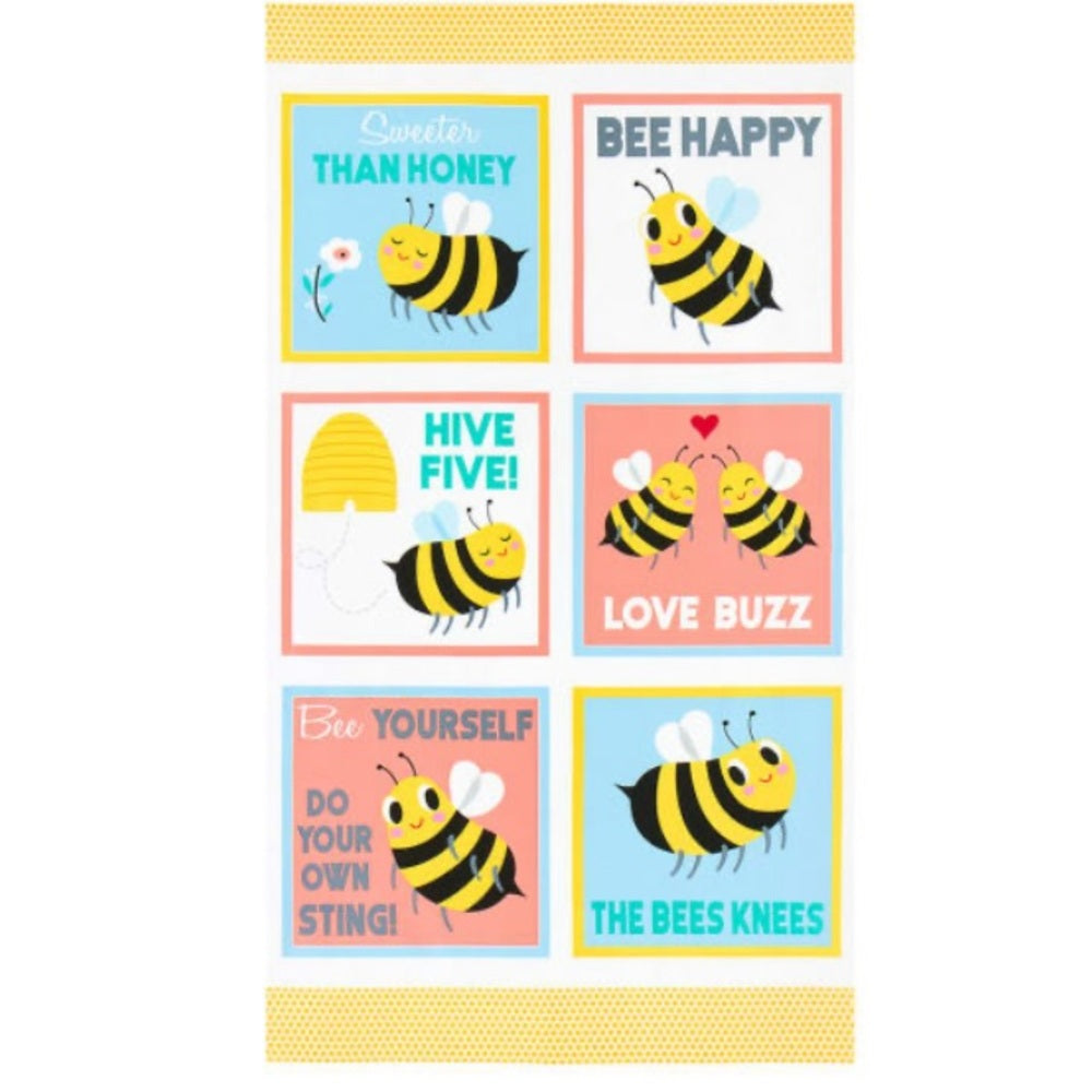 Bees Knees Bumble Bee 24" Panel Robert Kaufman 107P