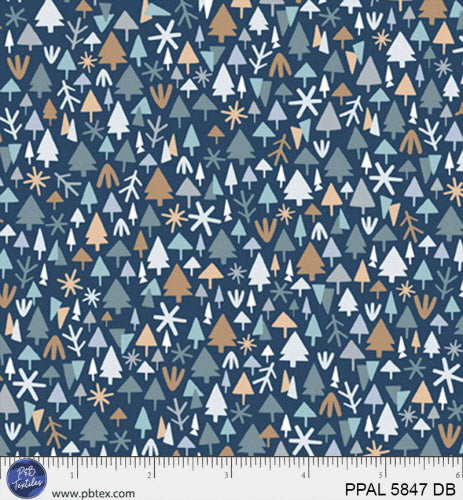 Polar Pals Tiny Trees Dark Blue PPAL05847DB Sally Darby P&B Half Yard