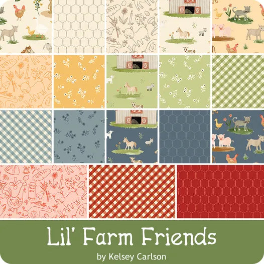 Lil' Farm Friends Gingham Blue C17944-BLUE Kelsey Carlson Riley Blake Half Yard
