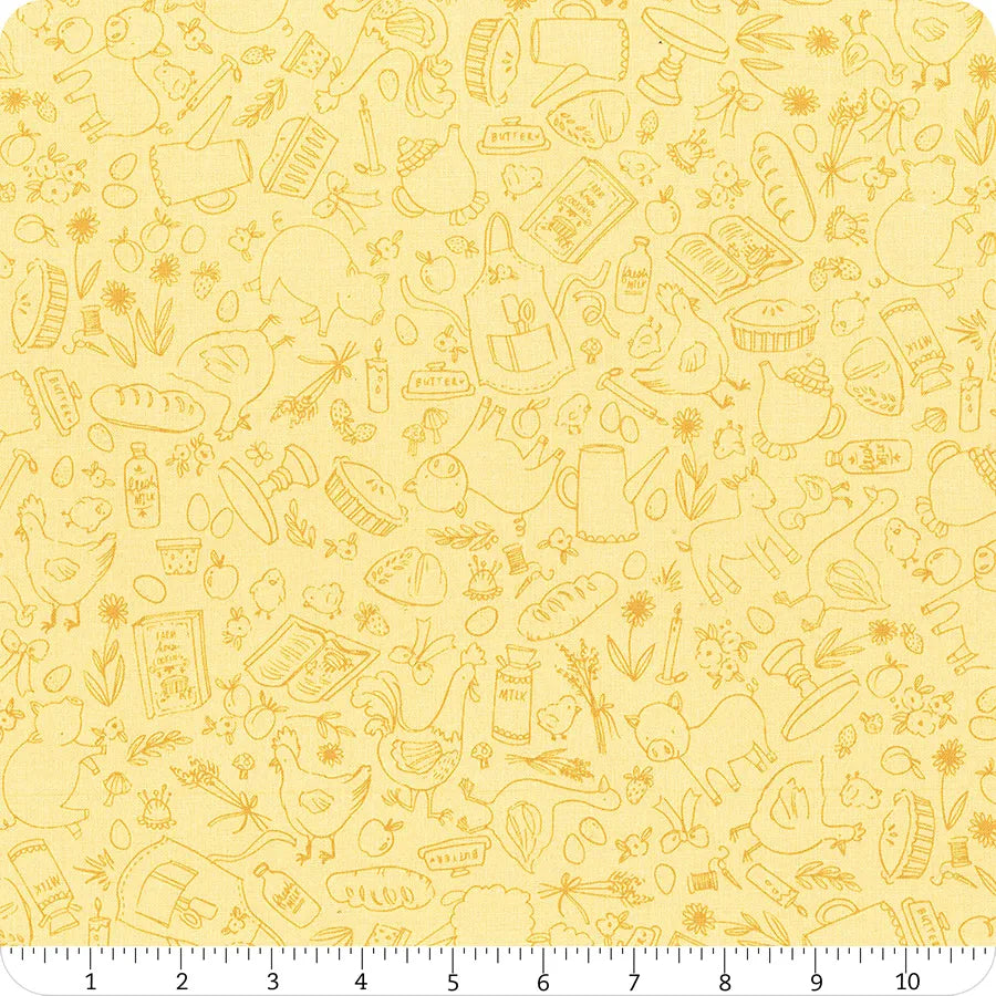 Lil Farm Friends Butter Farm Outlines C17942-BUTTER Riley Blake