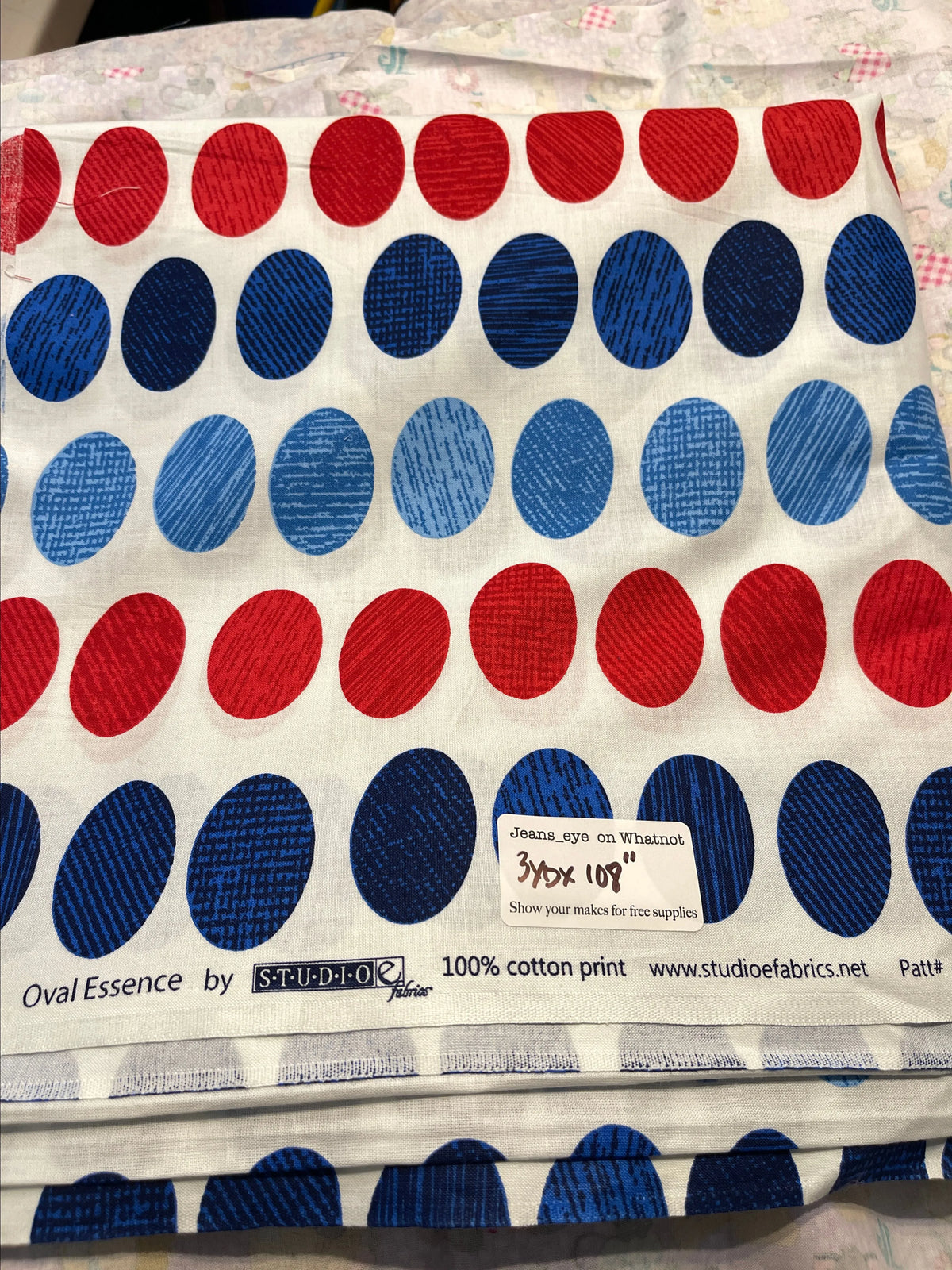 3 Yards 108" Wideback Studio E Oval Essence 43105-08 White/multi