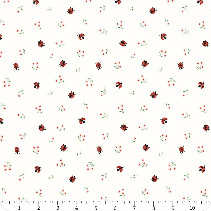 Meadow Moments Ladybugs C17236-CREAM Riley Blake Half Yard