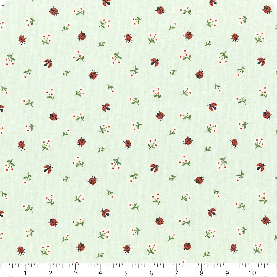 Meadow Moments Mint Ladybugs C17236-MINT Riley Blake Half Yard