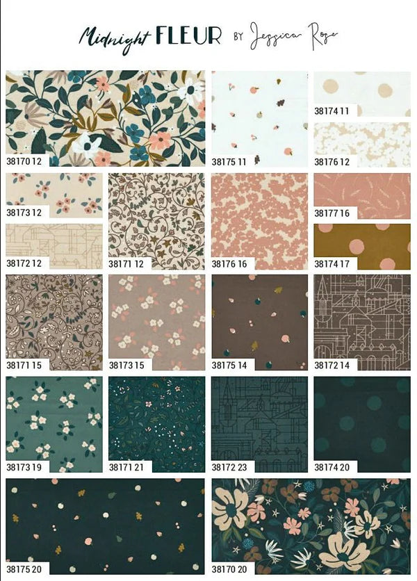 Midnight Fleur 5" Charm Pack 38170PP Jessica Rose Moda