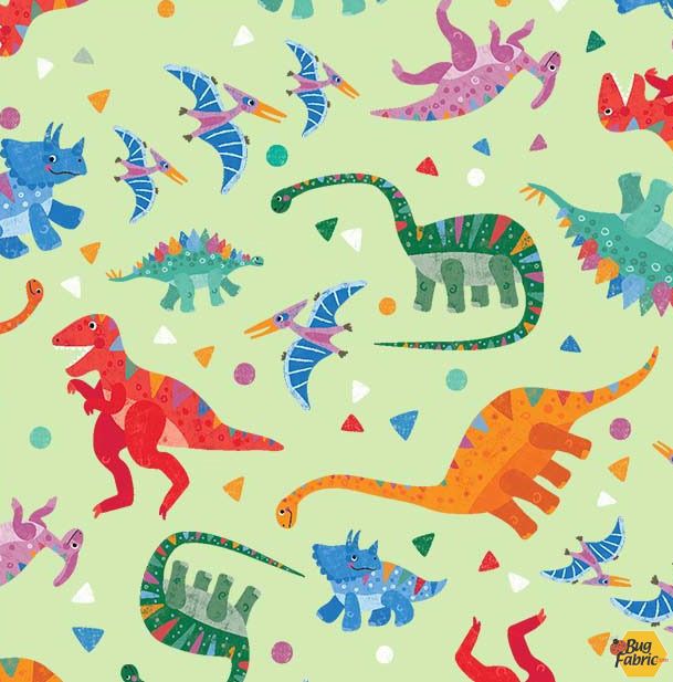 DINO DANCE PARTY GREEN MICHAEL MILLER DC10040-GREE-D HALF YARD