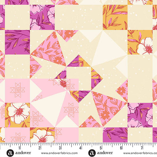 Petals and Stitches Garden Blocks Fandango Andover A-1573-E Half Yard