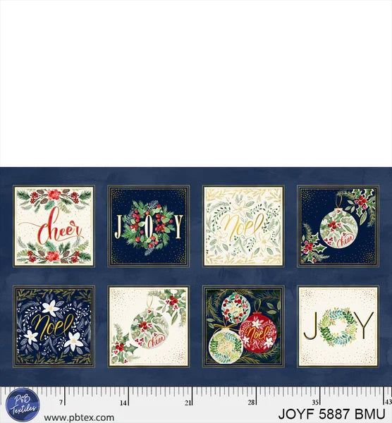 Joyful Joyful Blocks 24" Panel 05887-BMU P&B Textiles