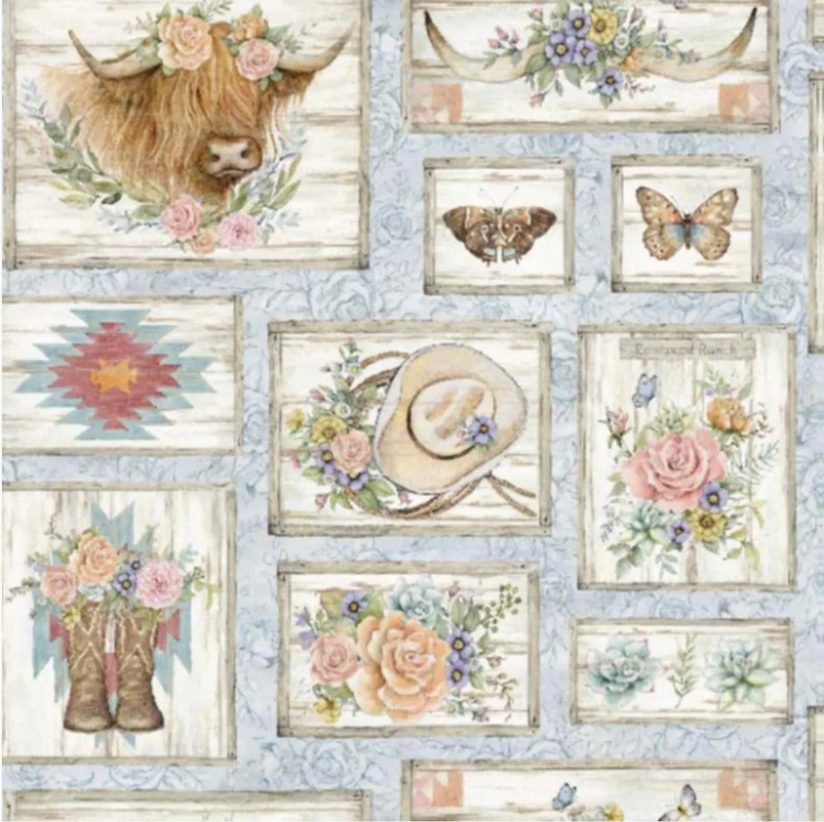 SW Highland Cow Patch Susan Winget Spring Creative 2035-0666 By the Half Yard
