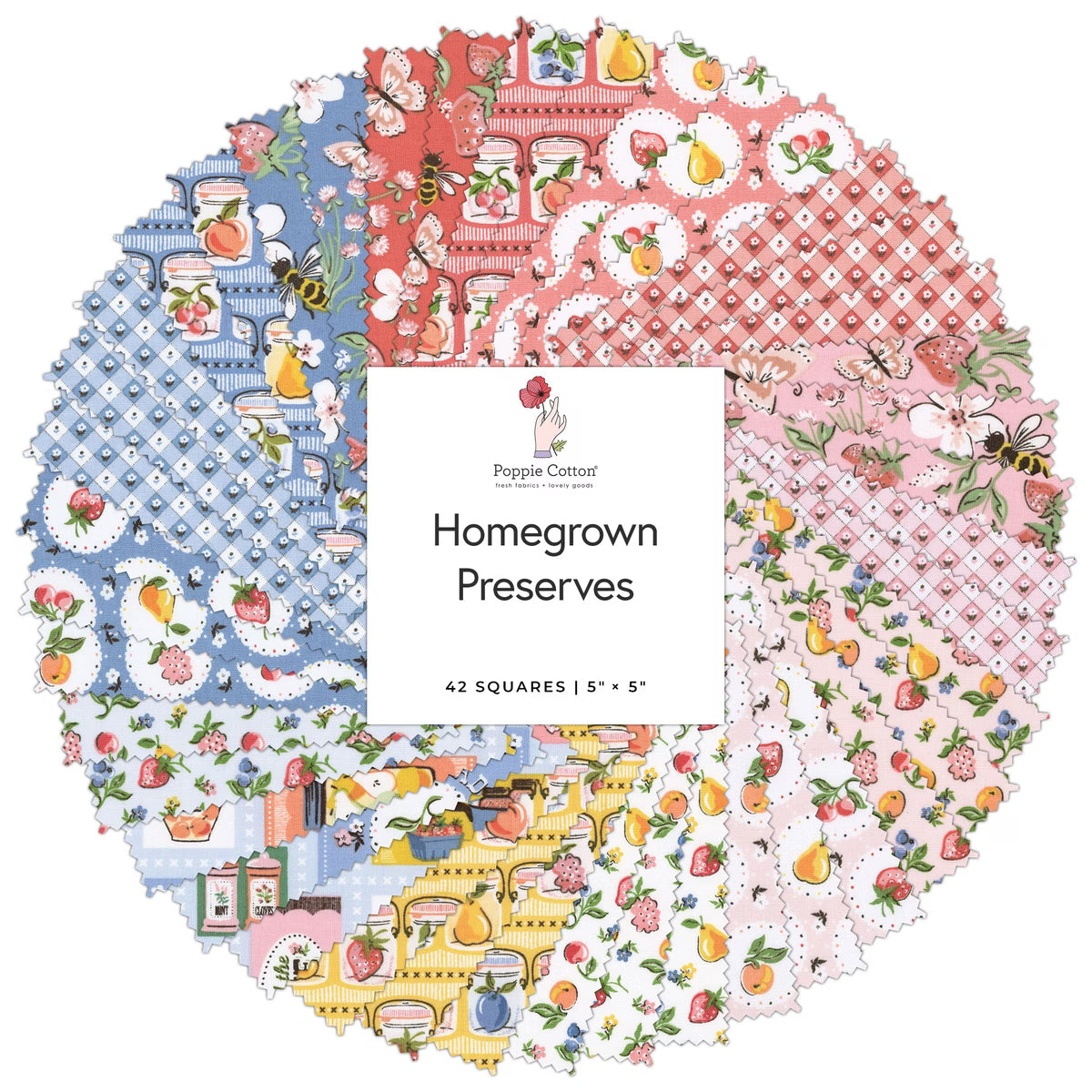 Homegrown Preserves 5" Stacker Charm Pack Sheri McCulley Poppie Cotton