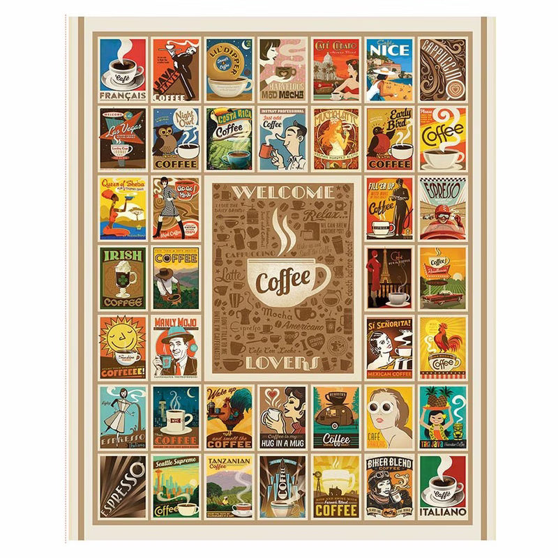 Coffee Time 1 Yard Panel PD17137-PANEL Riley Blake 19M