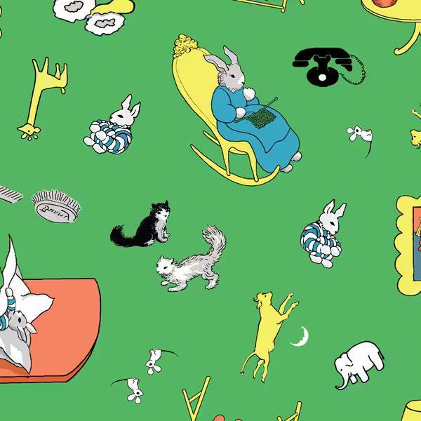 Goodnight Moon 227856 Tossed Green Margaret Wise Brown Cloud9 Half Yard