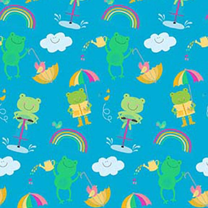Ribbit Lake Doodle Frogs Blue RBS Studios RBSRL4600/07 By the Half Yard