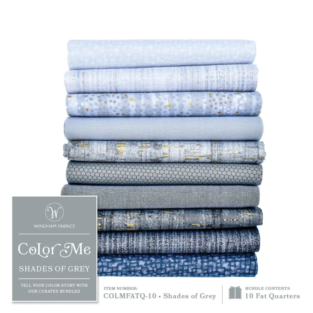 Color Me COLMFATQ-10 Shades Grey Fat Quarter Whistler Studios Windham
