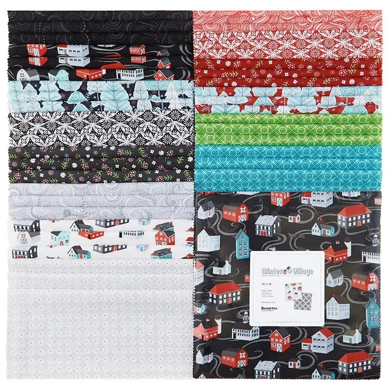Winter Village 10" Squares Layer Cake Amanda Murphy WVL10PK Benartex