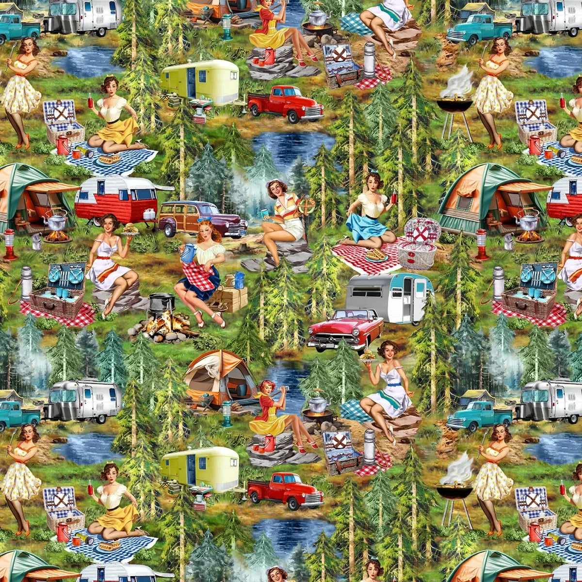 Girls Gone Camping DCX12759-MULT-D Michael Miller Half Yard