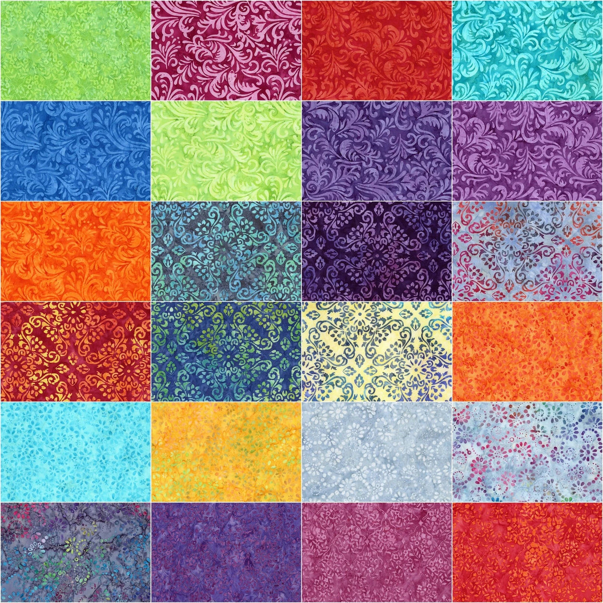 Batiks Swirl the Rainbow 24 Fat Quarter Bundle Q-23565-24 Riley Blake 24 Pcs
