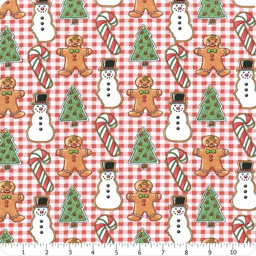 Snow Day PWMY036-RED Cookie Nibbler Red Mary Engelbreit FreeSpirit Half Yard